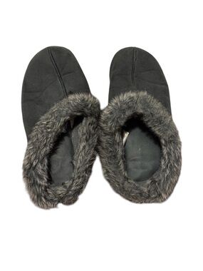 Dearfoams Grey Faux-Fur Lined Women's Slip-On Slippers